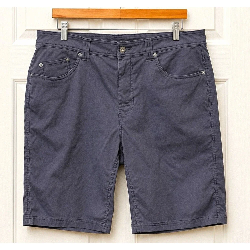 prAna Men’s Gray Chino Canvas Nylon Stretch 5-Pocket Button Shorts M3BN11117